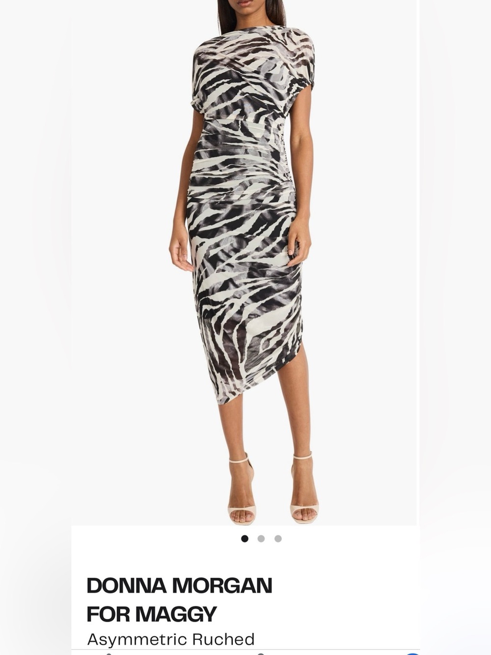 Women's Black & White Zebra Print Asymmetric Midi Skirt